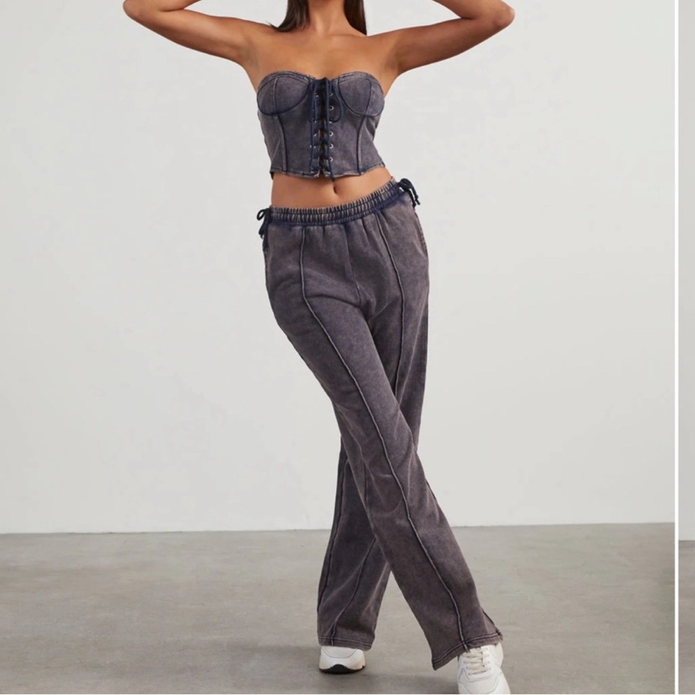 Vici 2 piece fleece set corset top and baggy pants size L in both - Picture 3 of 4